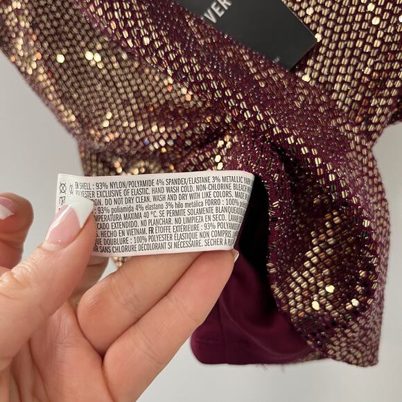 NEW Forever 21 Red Sequin Cropped Tank Size Small - Picture 6 of 7